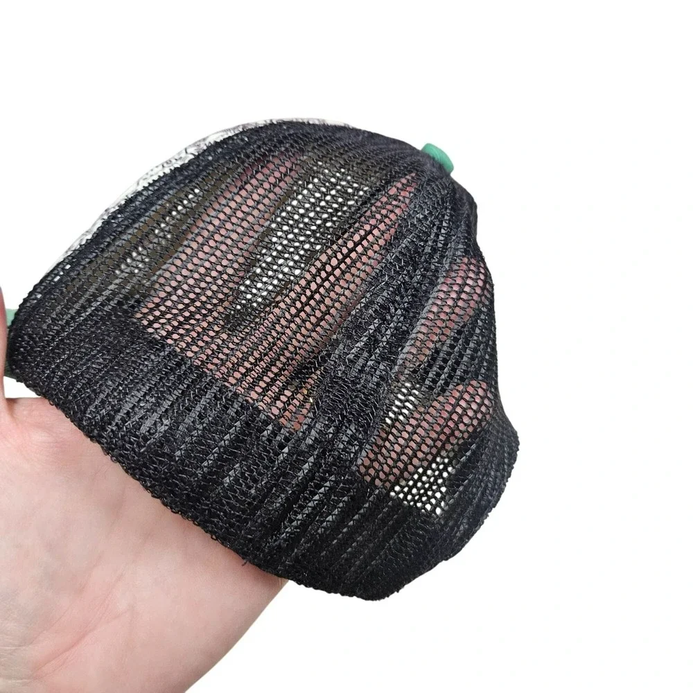 VINTAGE Speedo Unisex Mesh Trucker Snapback Hat‎ Bright Graphic Green Y2K Skulls